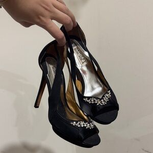Vintage Badgley Mischka Black Crystal Embellished Heels